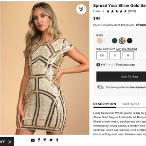 Lulus Spread Your Shine Gold Sequin Embroidered Bodycon Dress